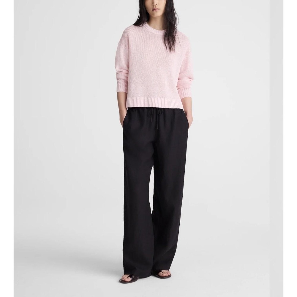 Madewell Linen Drop-Shoulder Sweater Womens M Pink Blush 100% Linen Sheer NWT